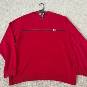 Chaps Red Crewneck Sweater Men’s L Cotton Knit Pullover Preppy Classic